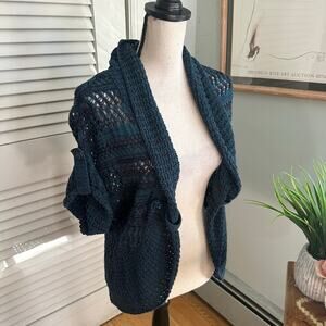 APT 9 Sweater Womens Medium Blue Open Cardigan Open Knit Retro Y2K Boho Grunge